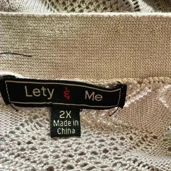 Lety & Me dusty Rose Pink crochet eyelets light weight open cardigan Size 2X - Picture 6 of 8